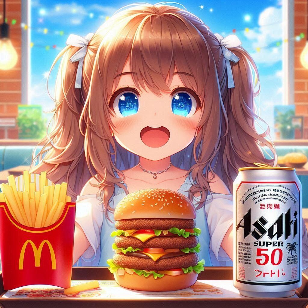 マ○クでギガビッグマ○クを食べる小さな女の子