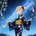 七夕とお団子ヘア女鬼高生さん 2枚目