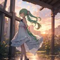 夕陽に佇む少女 5枚目