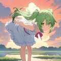 夕陽に佇む少女 2枚目