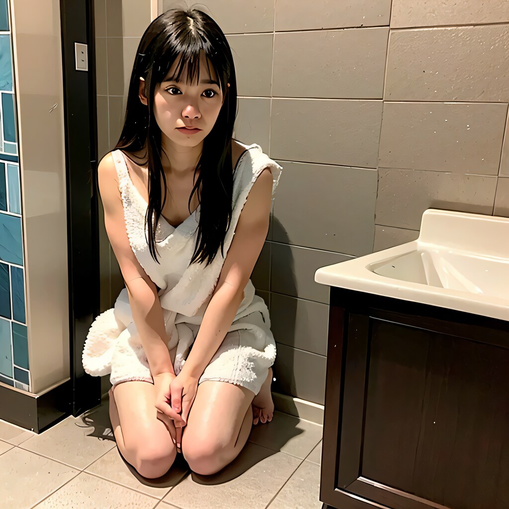 黒髪ロングでお風呂の美女５１