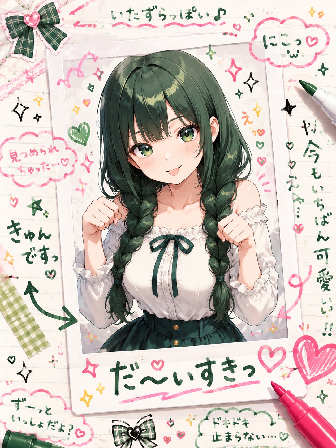 翠莉ちゃんのデコフォト💚