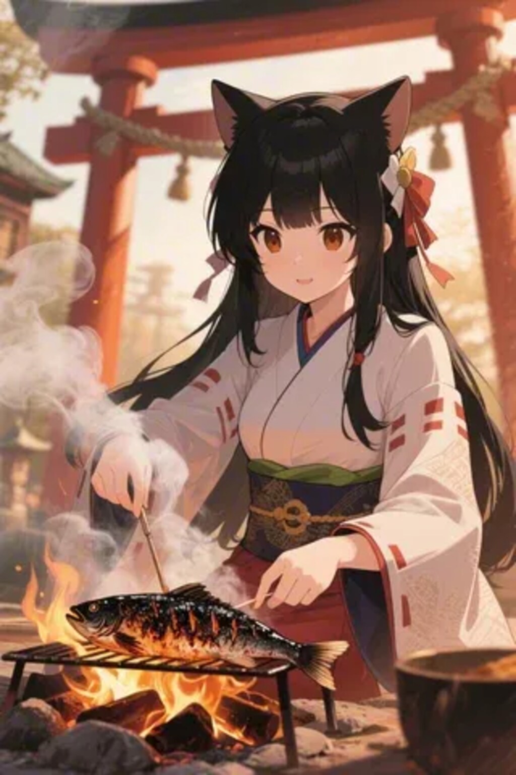 おさかにゃを焼くさくらちゃん