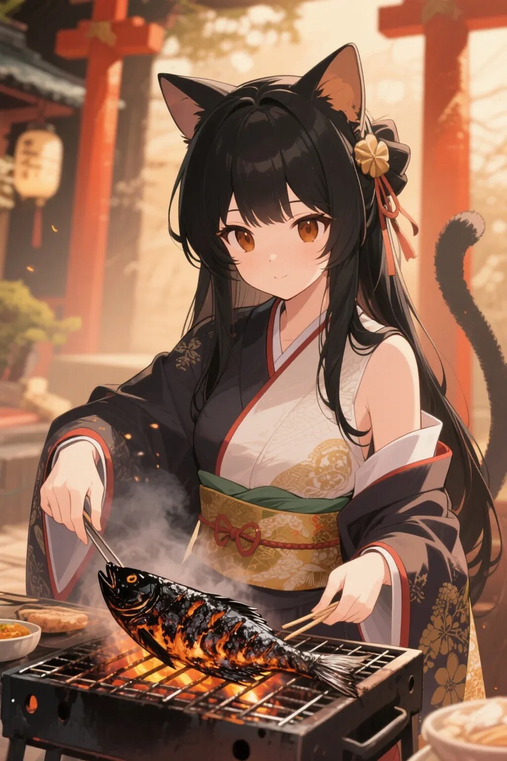 おさかにゃを焼くさくらちゃん