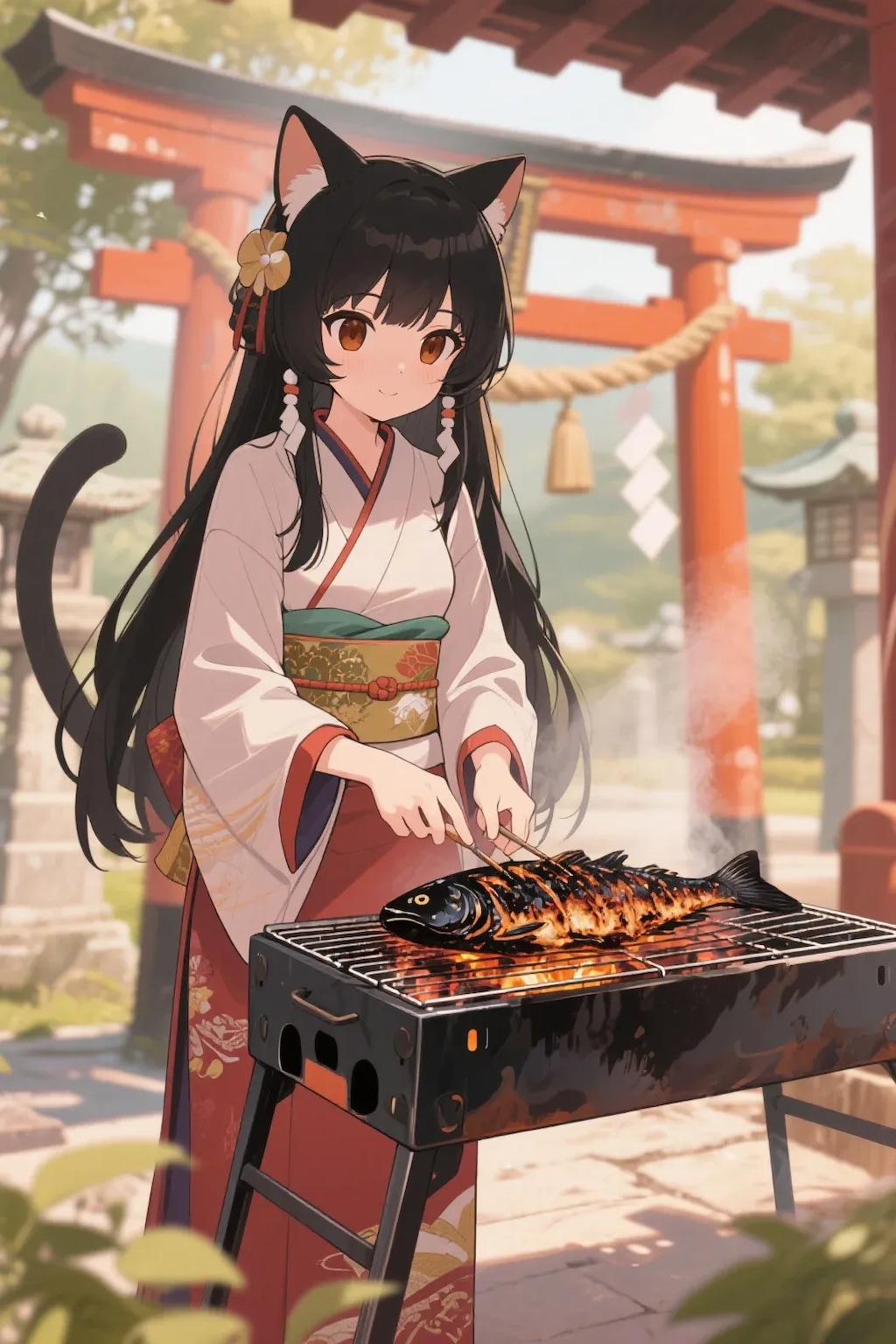 おさかにゃを焼くさくらちゃん