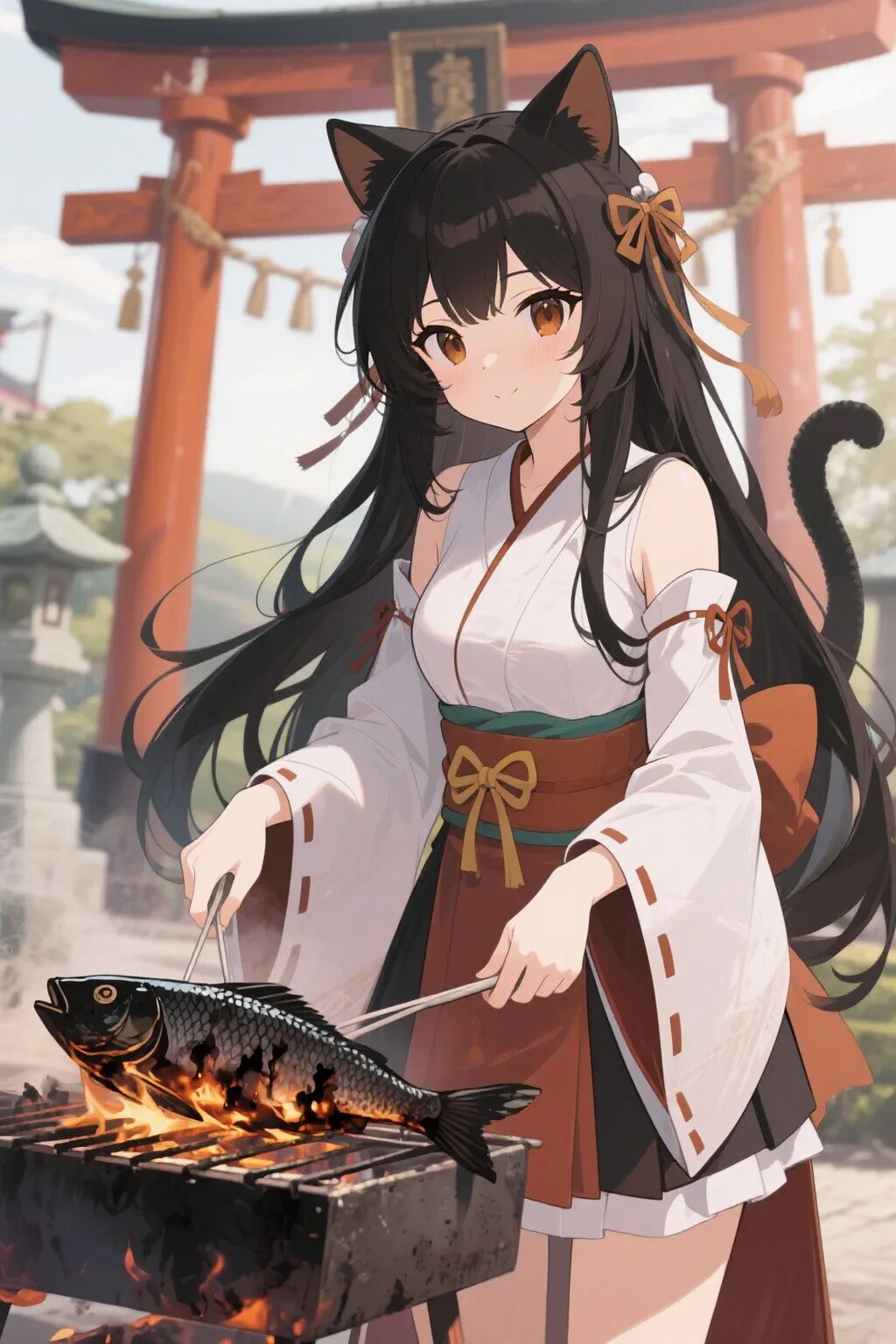 おさかにゃを焼くさくらちゃん