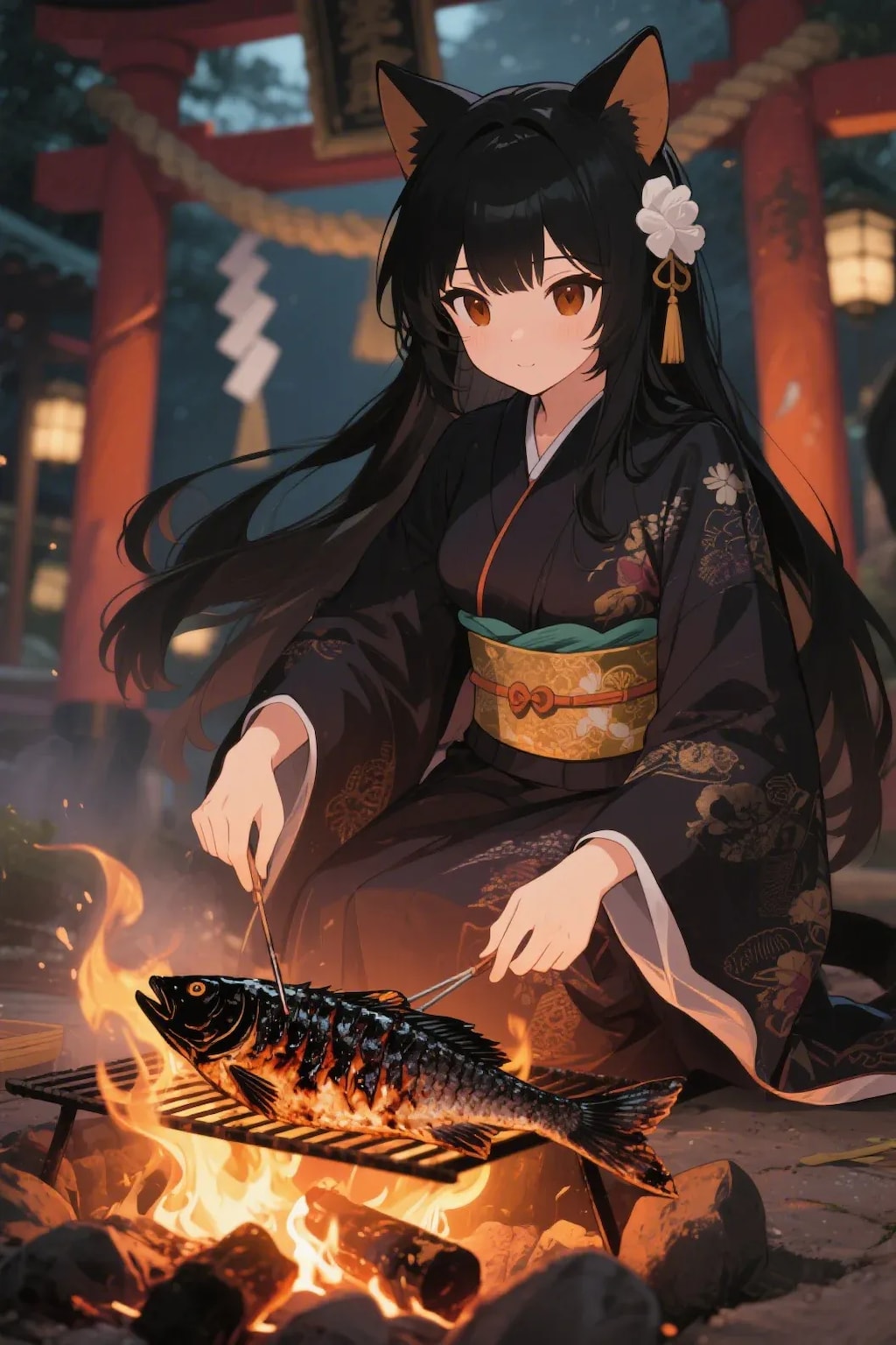 おさかにゃを焼くさくらちゃん