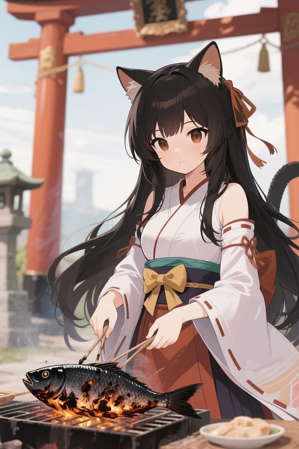 おさかにゃを焼くさくらちゃん