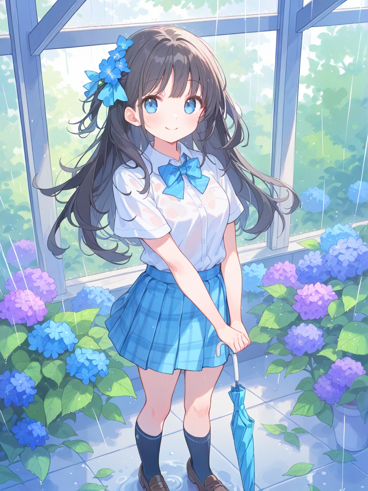 通学路の紫陽花広場 | の人気AIイラスト・グラビア