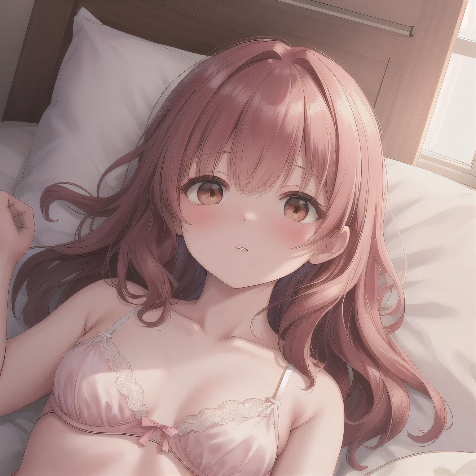 ピンク髪ロングで下着の少女１４