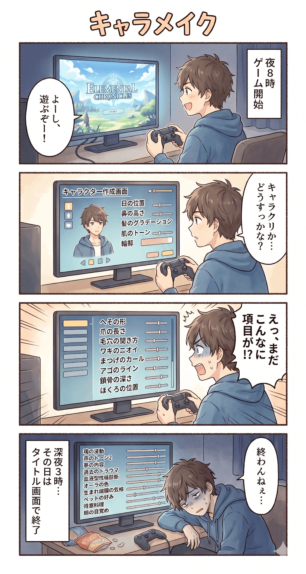 #19 ゆる日常4コマ「キャラメイク」
