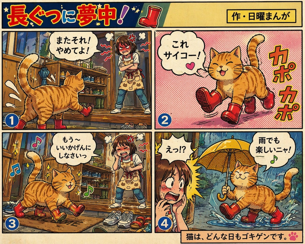 長靴猫の4コマ漫画