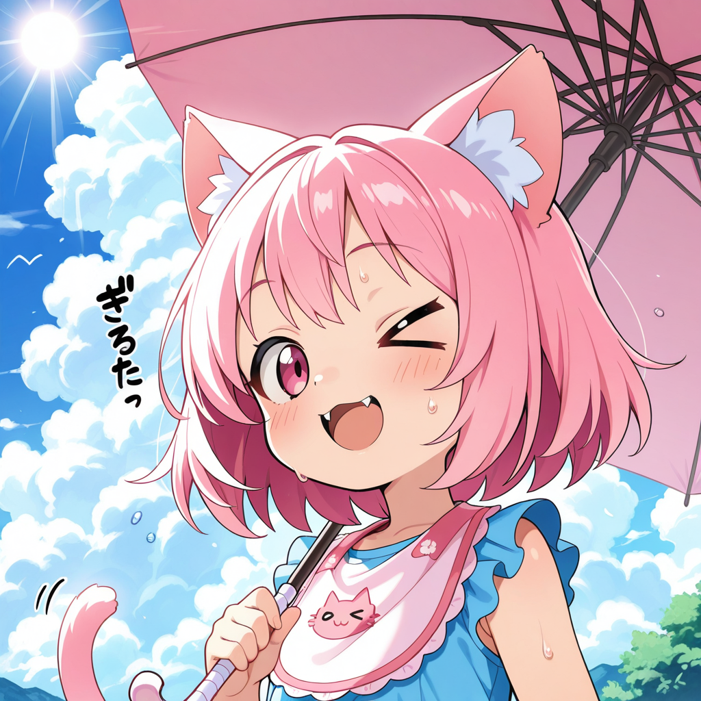 暑い日は日傘だにゃ！！