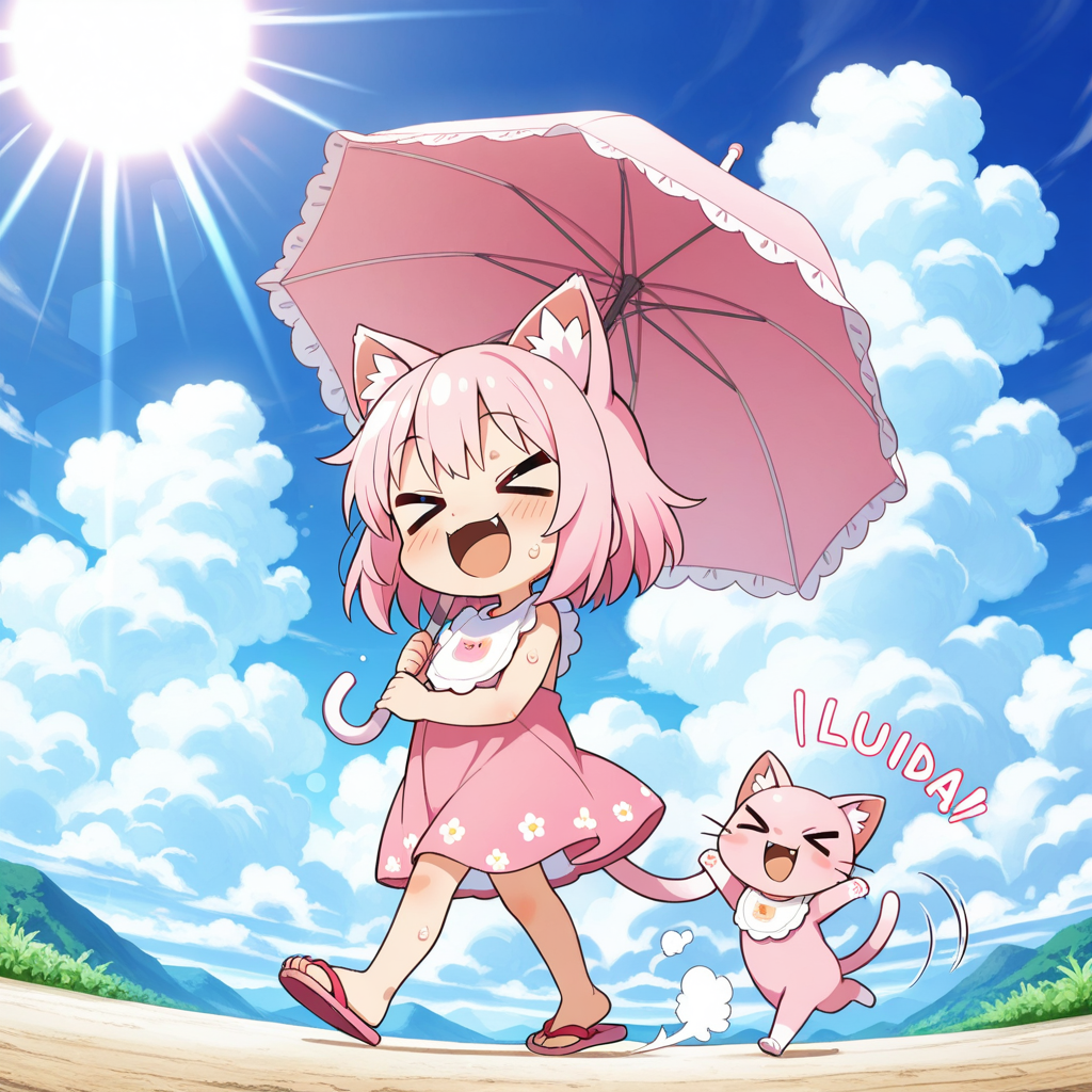 暑い日は日傘だにゃ！！ | の人気AIイラスト・グラビア