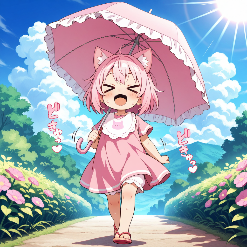 暑い日は日傘だにゃ！！