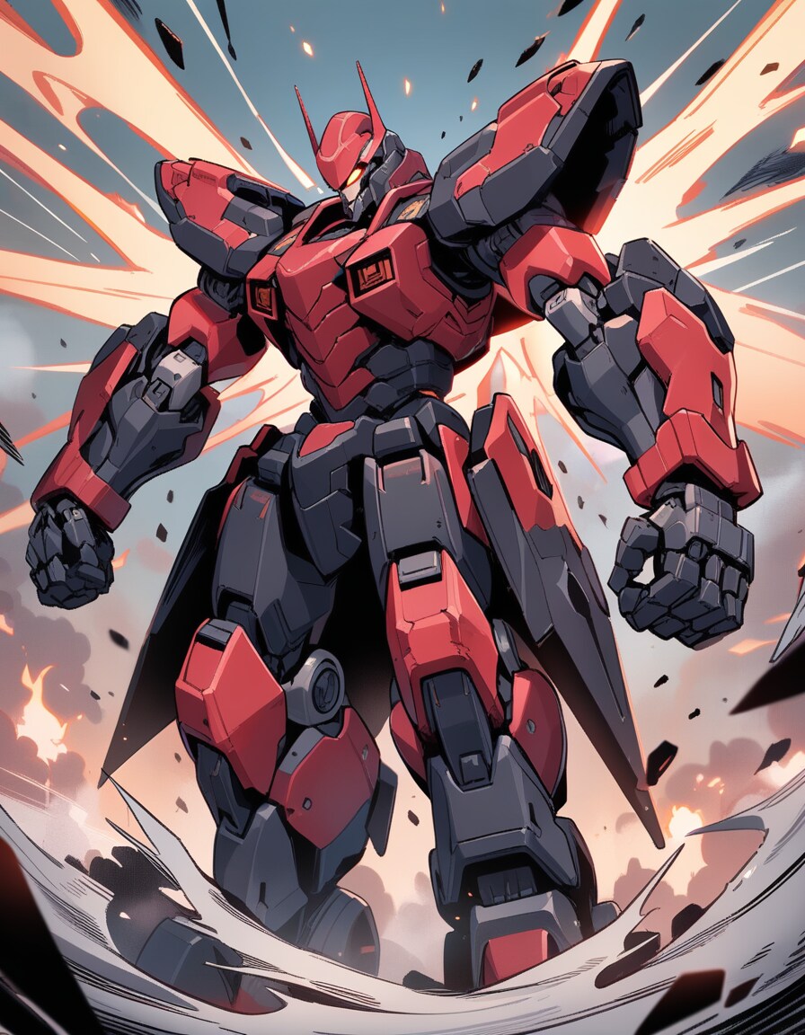 巨大ロボット着地