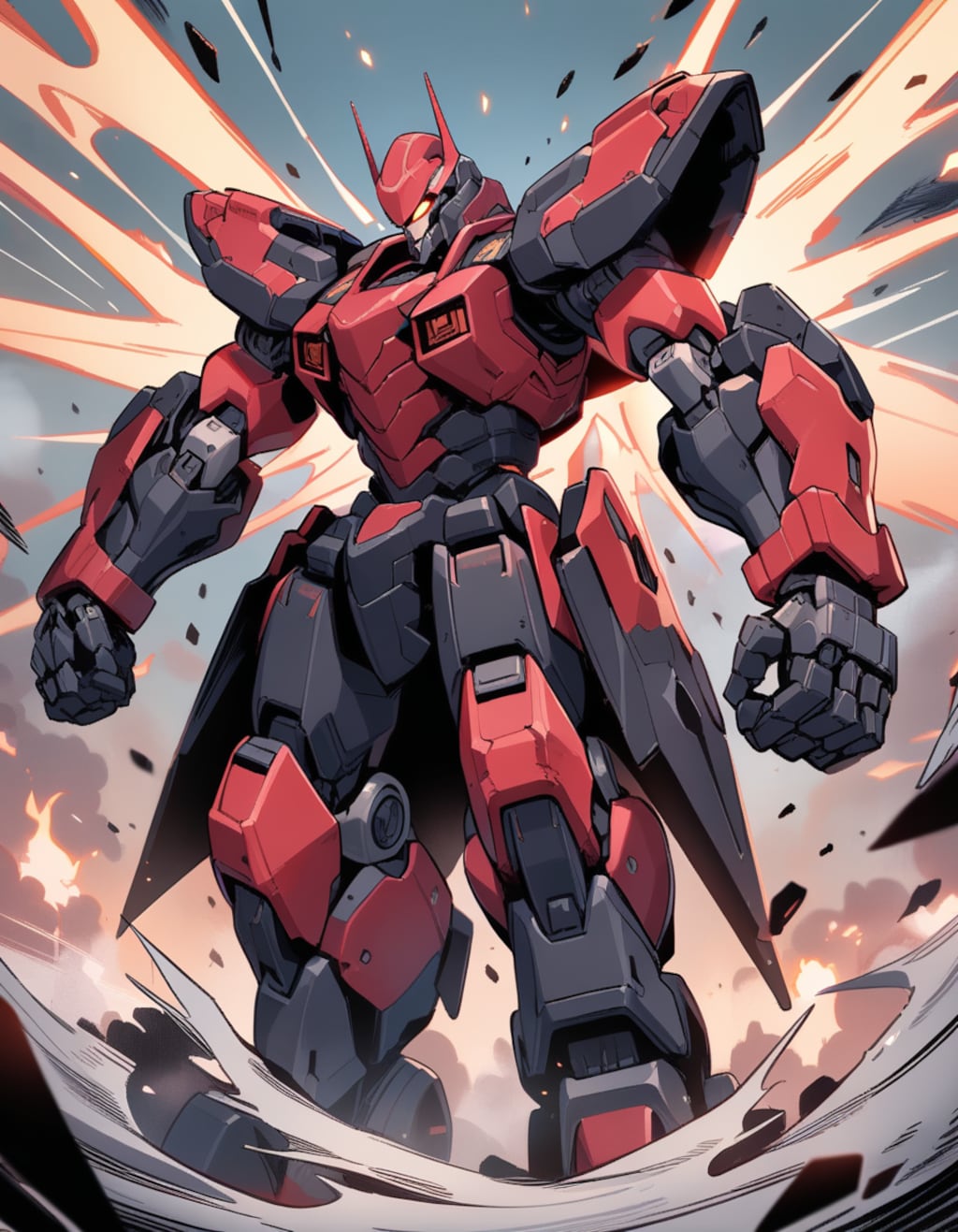 巨大ロボット着地