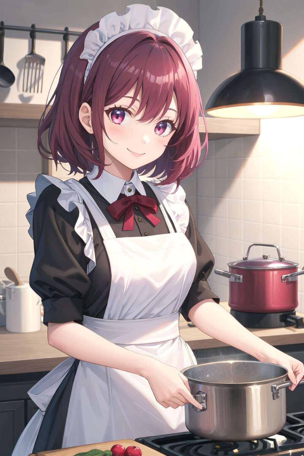 厨房で料理中のメイドさん | の人気AIイラスト・グラビア