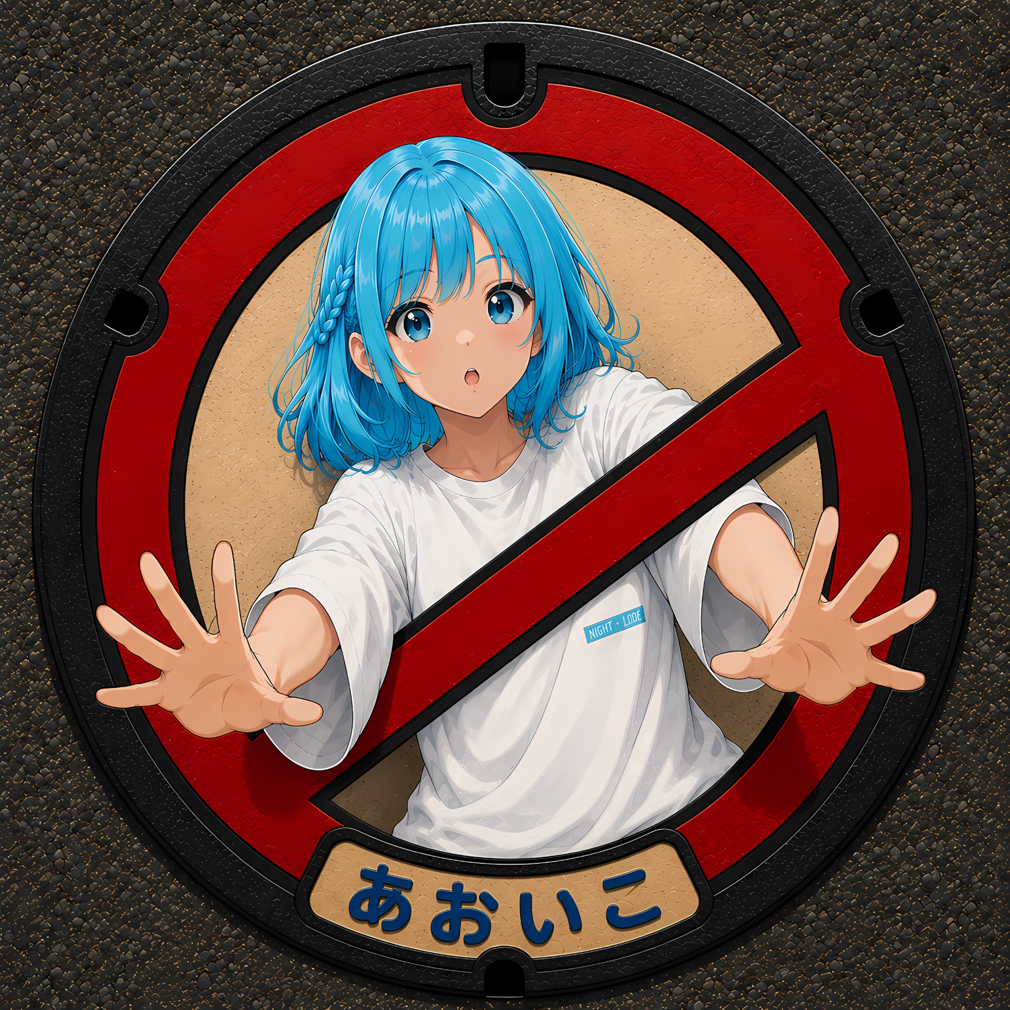 青い子マンホール