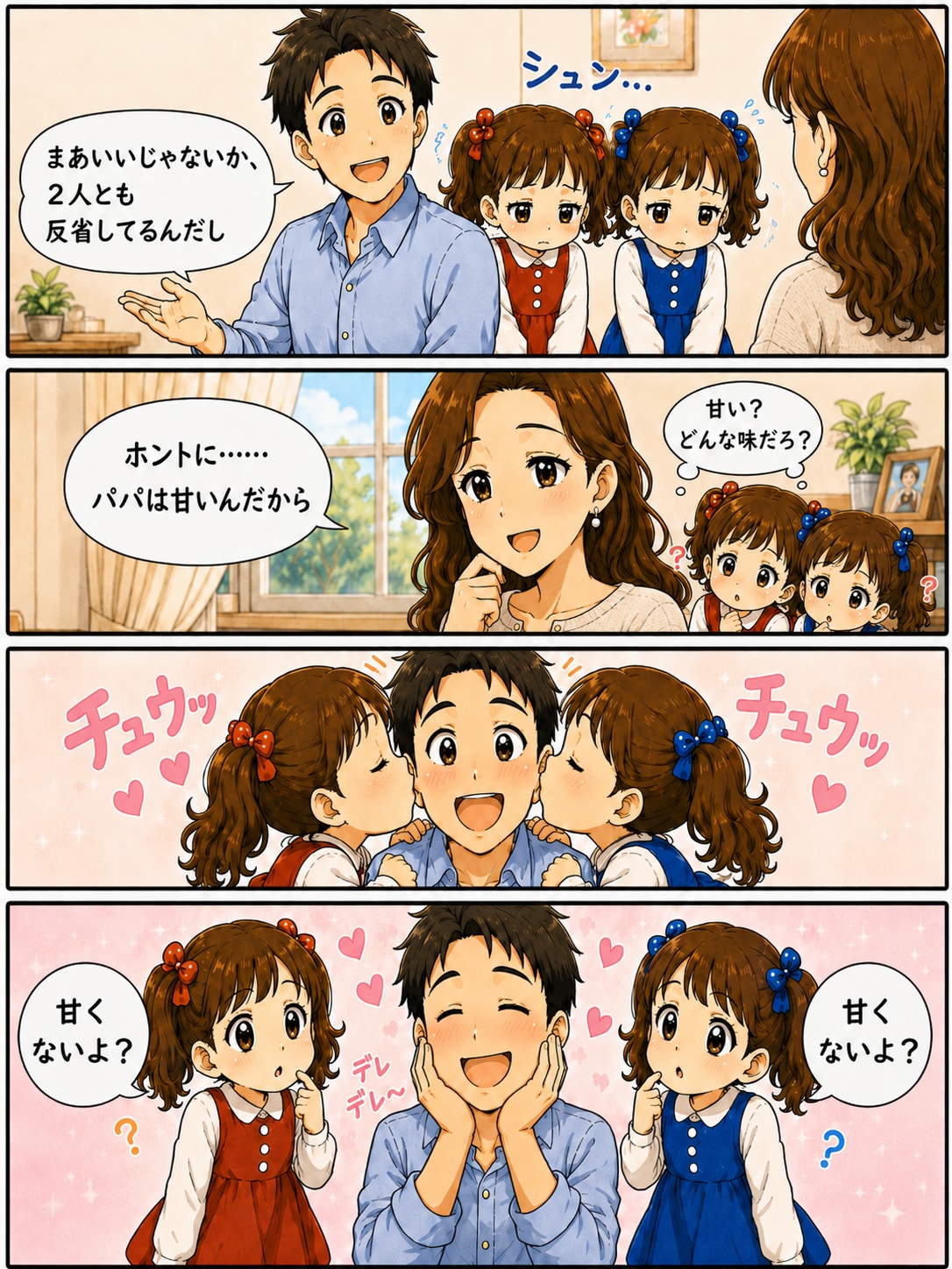 双子とお父さん