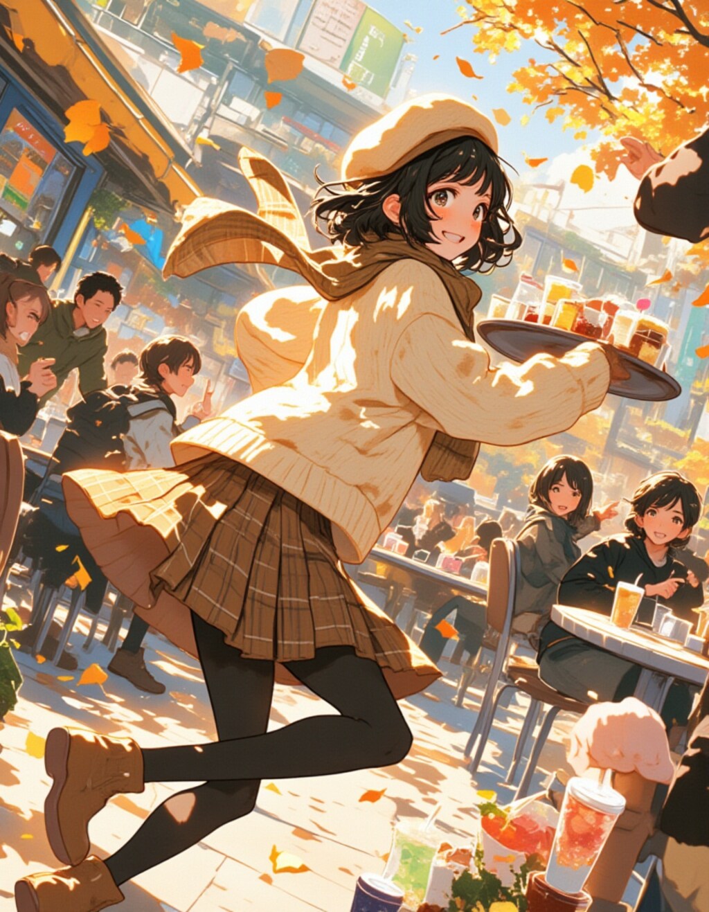 冬のテラスカフェで奮闘するドジっ子の一幕