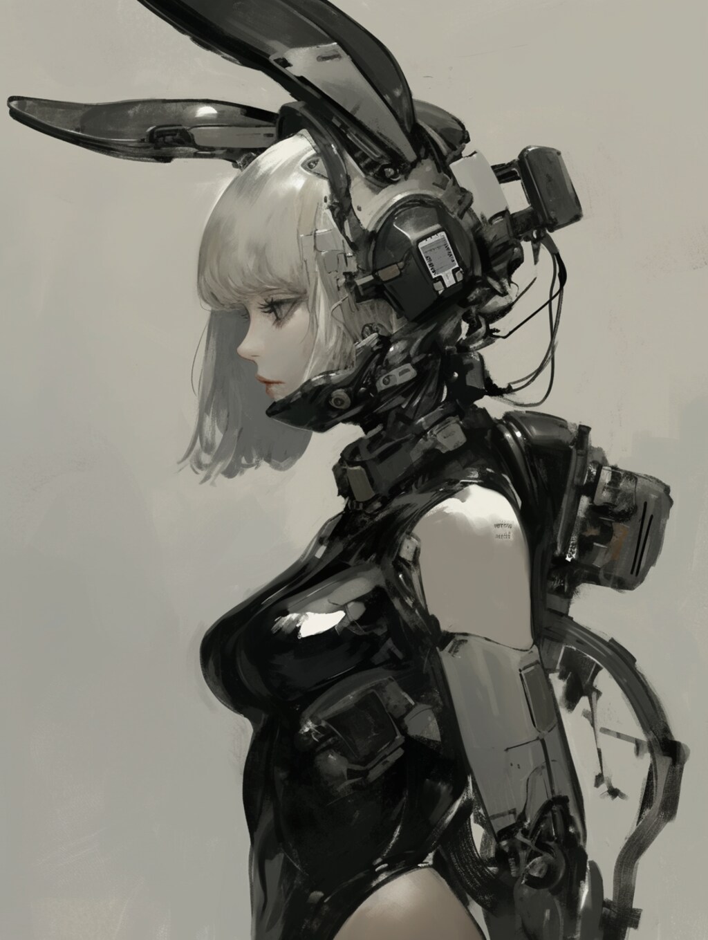 graphite bunny cosmic android girl sci-fi mode 黒鉛機械化兎耳隊