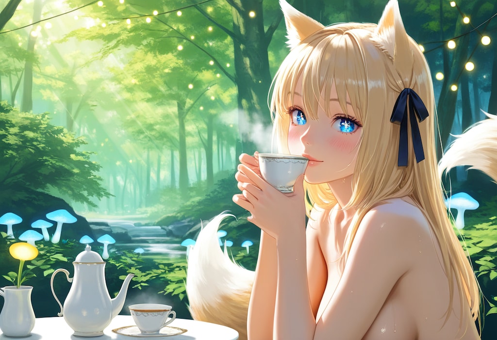 きつねちゃんのまったりお茶タイム♡