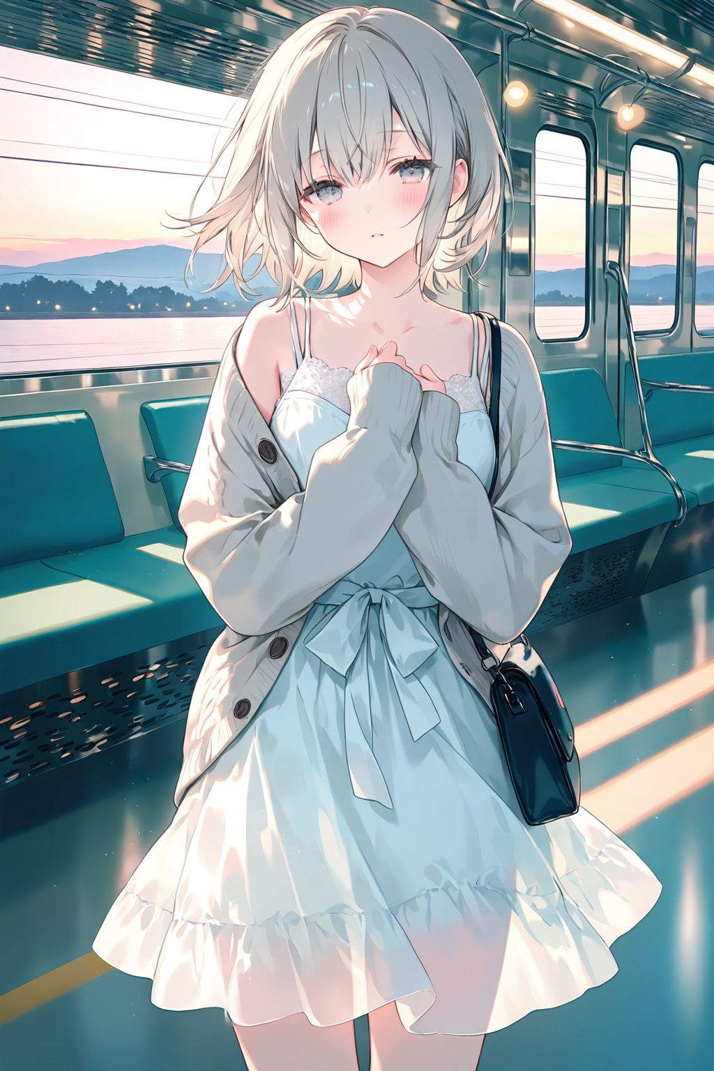 誰もいない、朝の電車で
