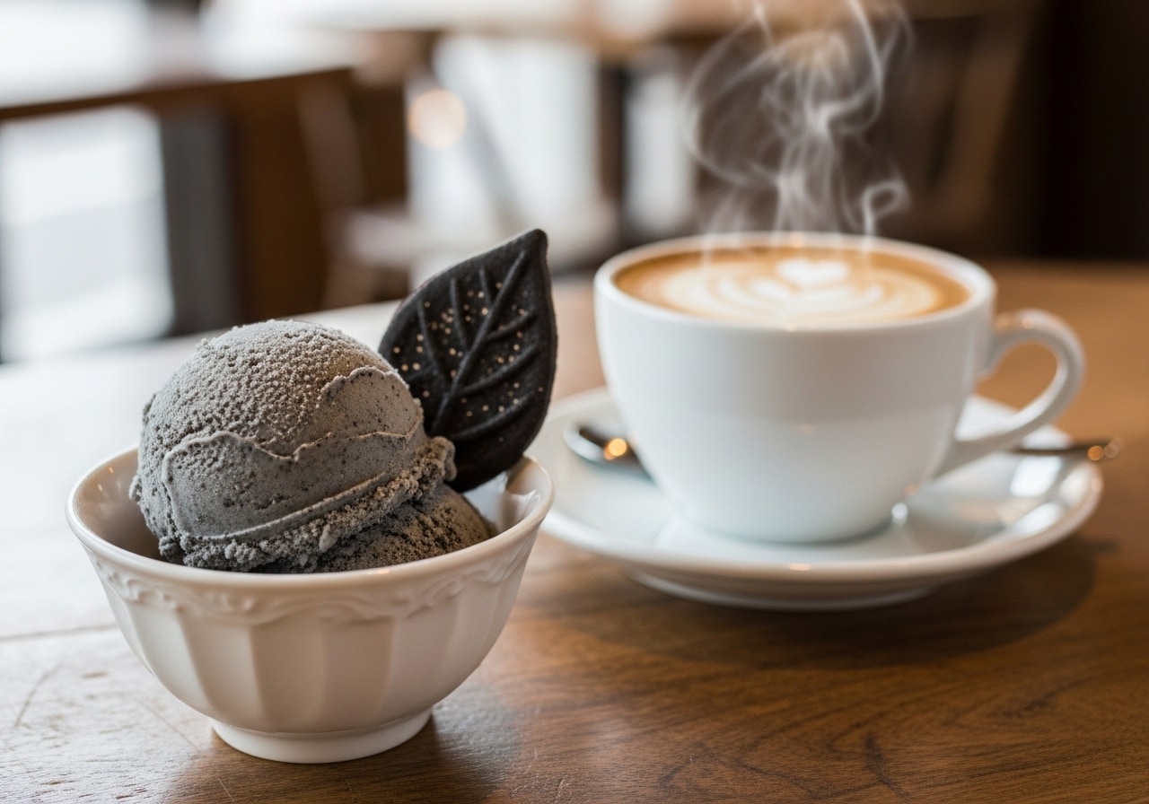 デザートの黒胡麻アイスクリーム | の人気AIイラスト・グラビア