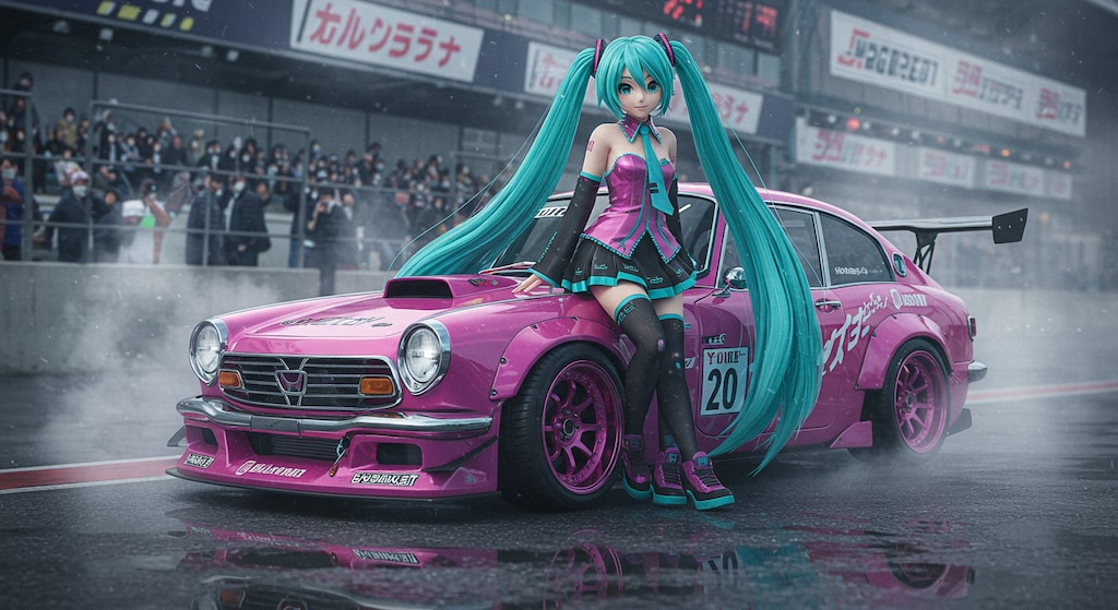 初音ミクとS800レーシングカー