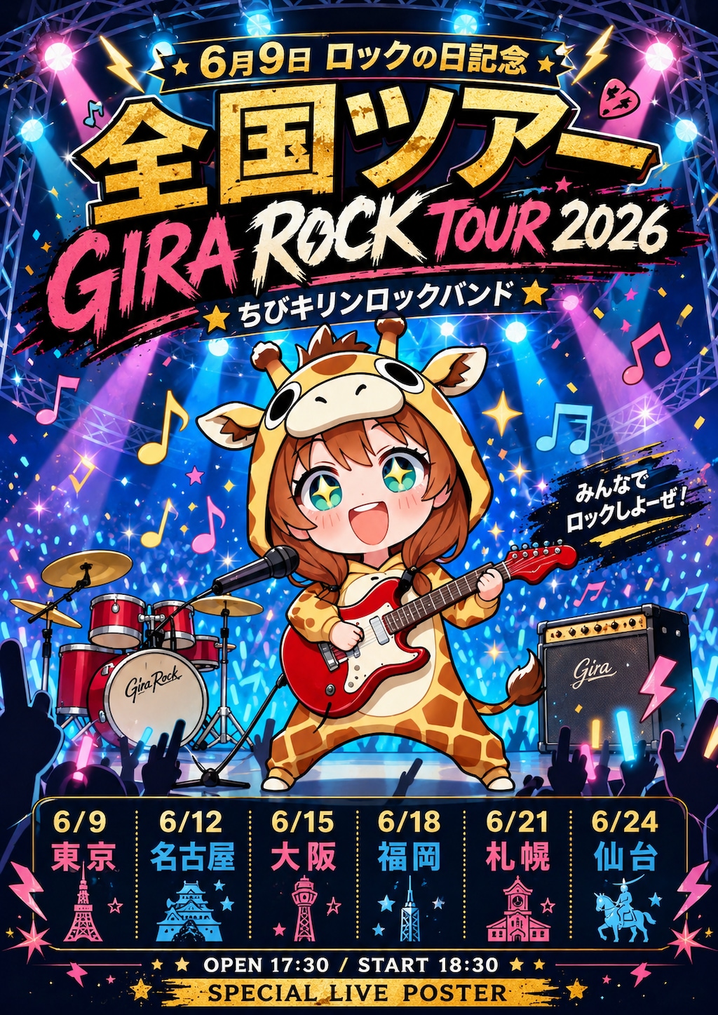 ロックなキリン着ぐるみちび子ちゃん