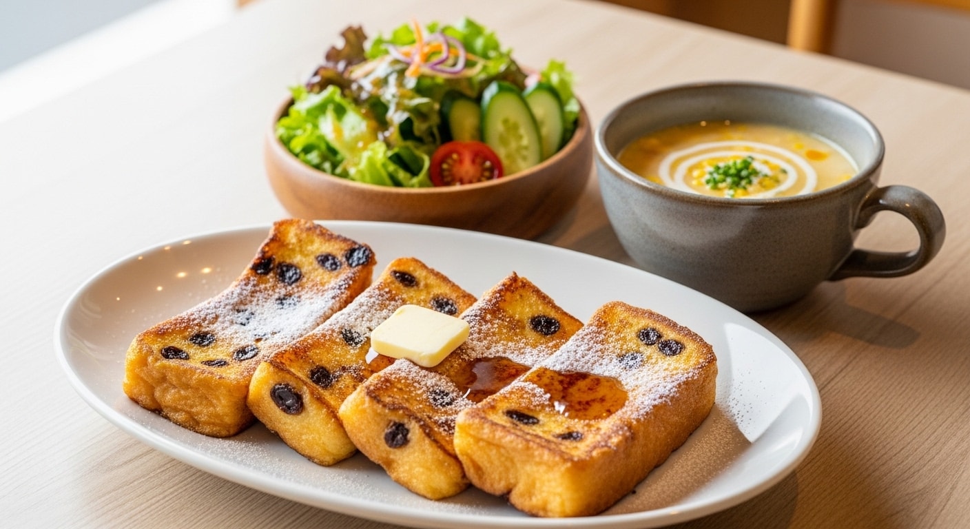 摩訶不思議食堂のレーズンフレンチトーストセット | の人気AIイラスト・グラビア