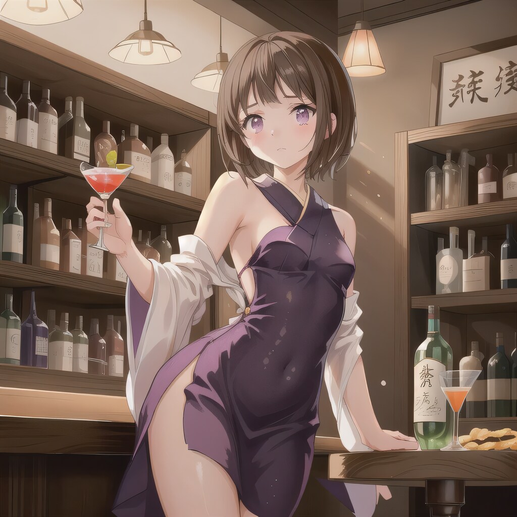 黒髪ボブで酒場の少女３