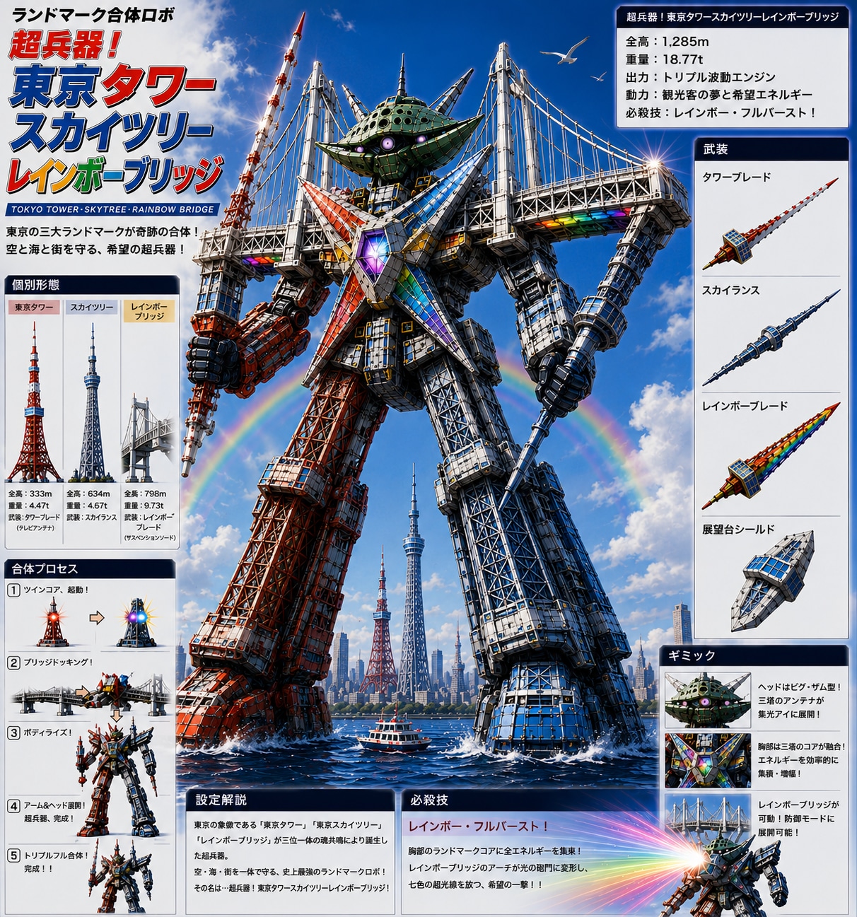 ランドマーク合体ロボ《超兵器！東京タワースカイツリーレインボーブリッジ》