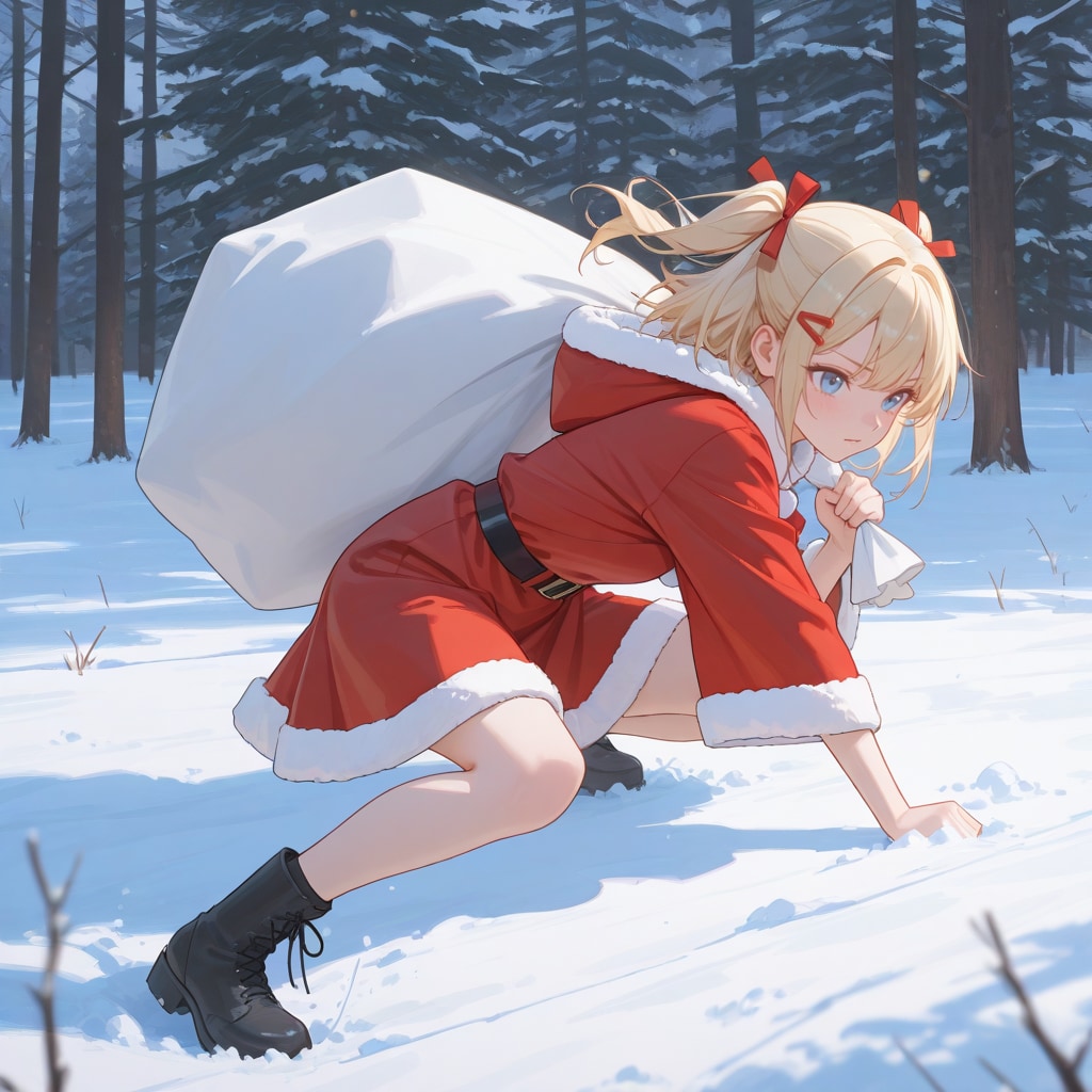 子供たちにプレゼントを届ける女、クリスマッ‼