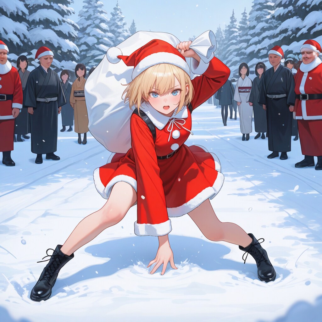 子供たちにプレゼントを届ける女、クリスマッ‼ | の人気AIイラスト・グラビア