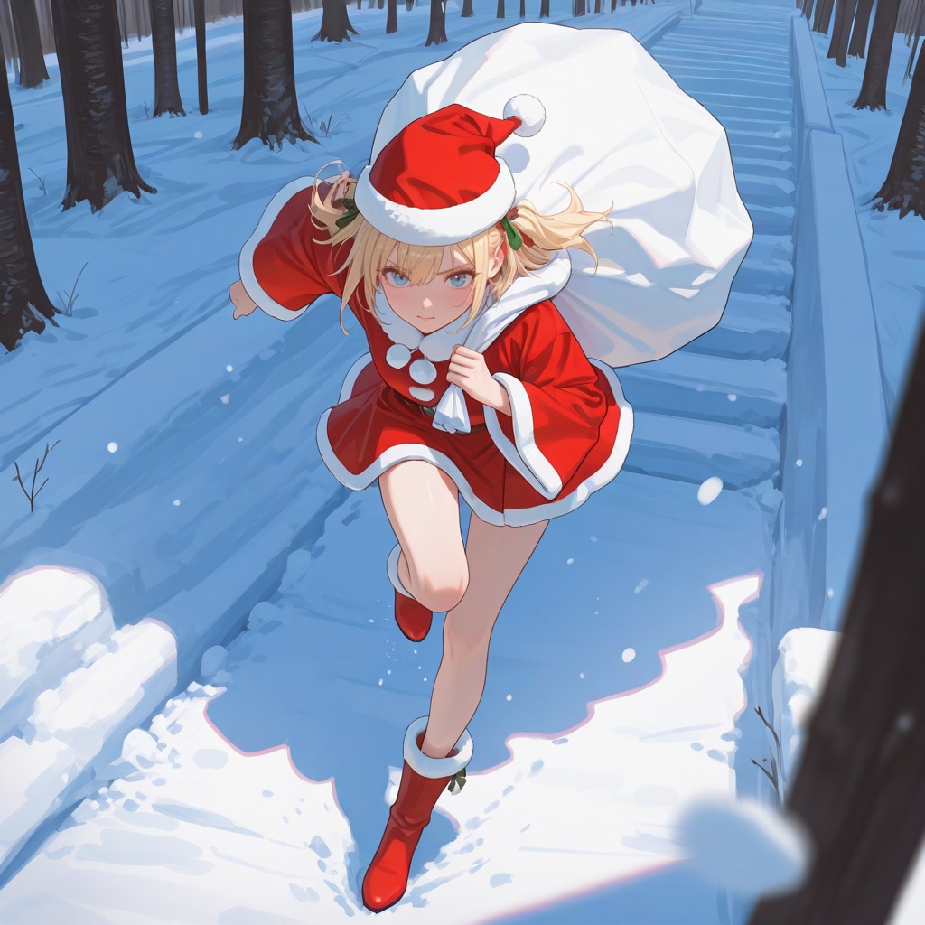 子供たちにプレゼントを届ける女、クリスマッ‼