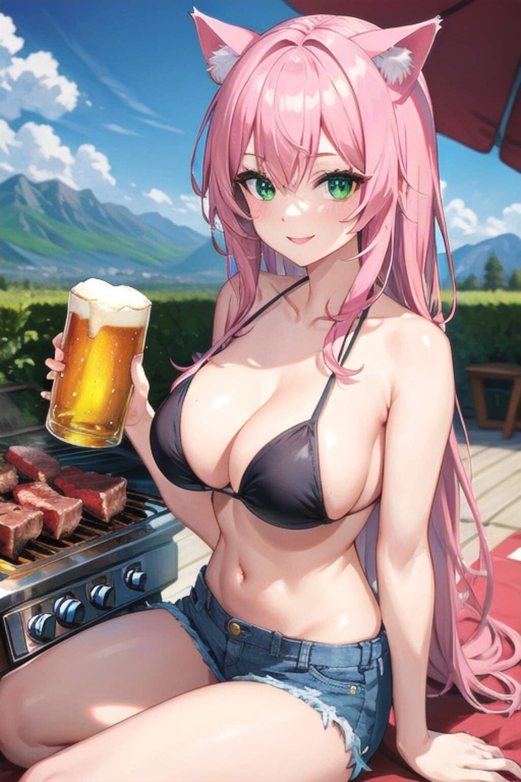 最後はバーベキューでカンパイ🍺🍖🔥🍴
