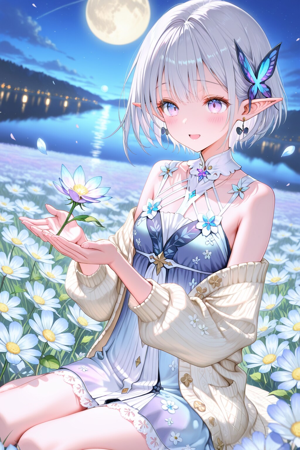 満月の花畑