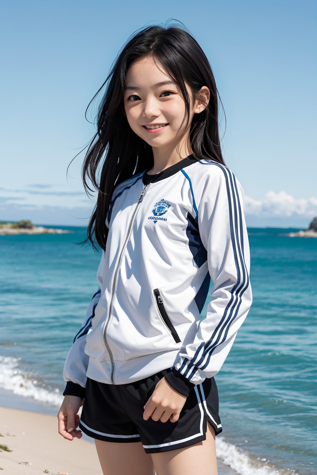 海辺のスポーツ少女