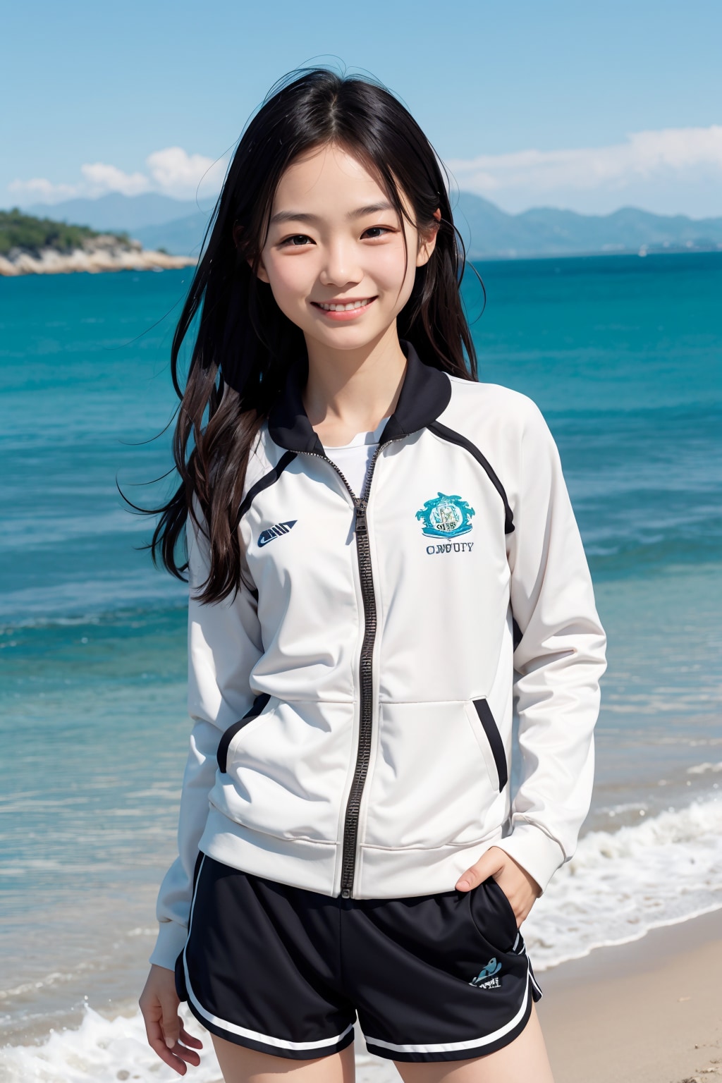 海辺のスポーツ少女
