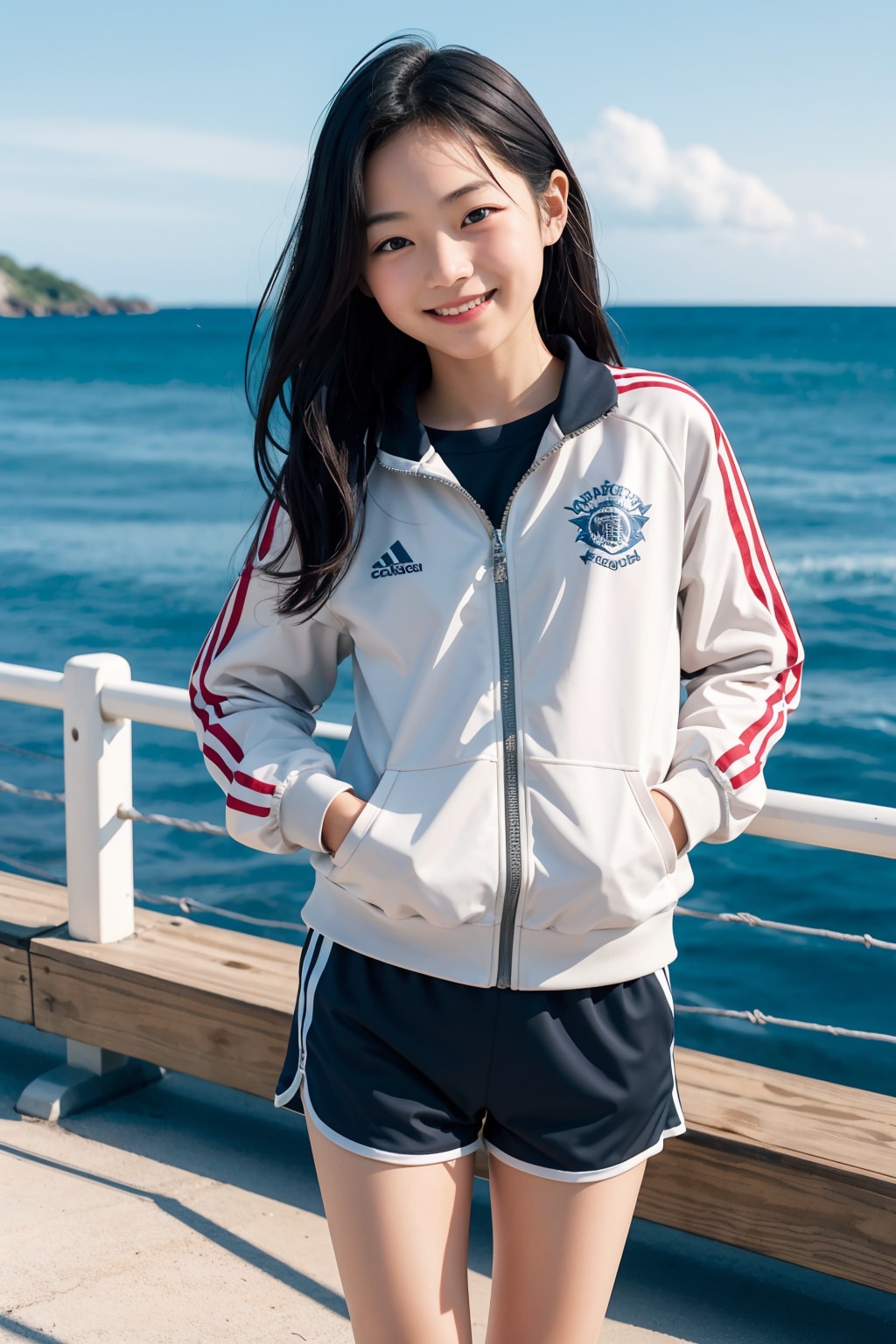 海辺のスポーツ少女