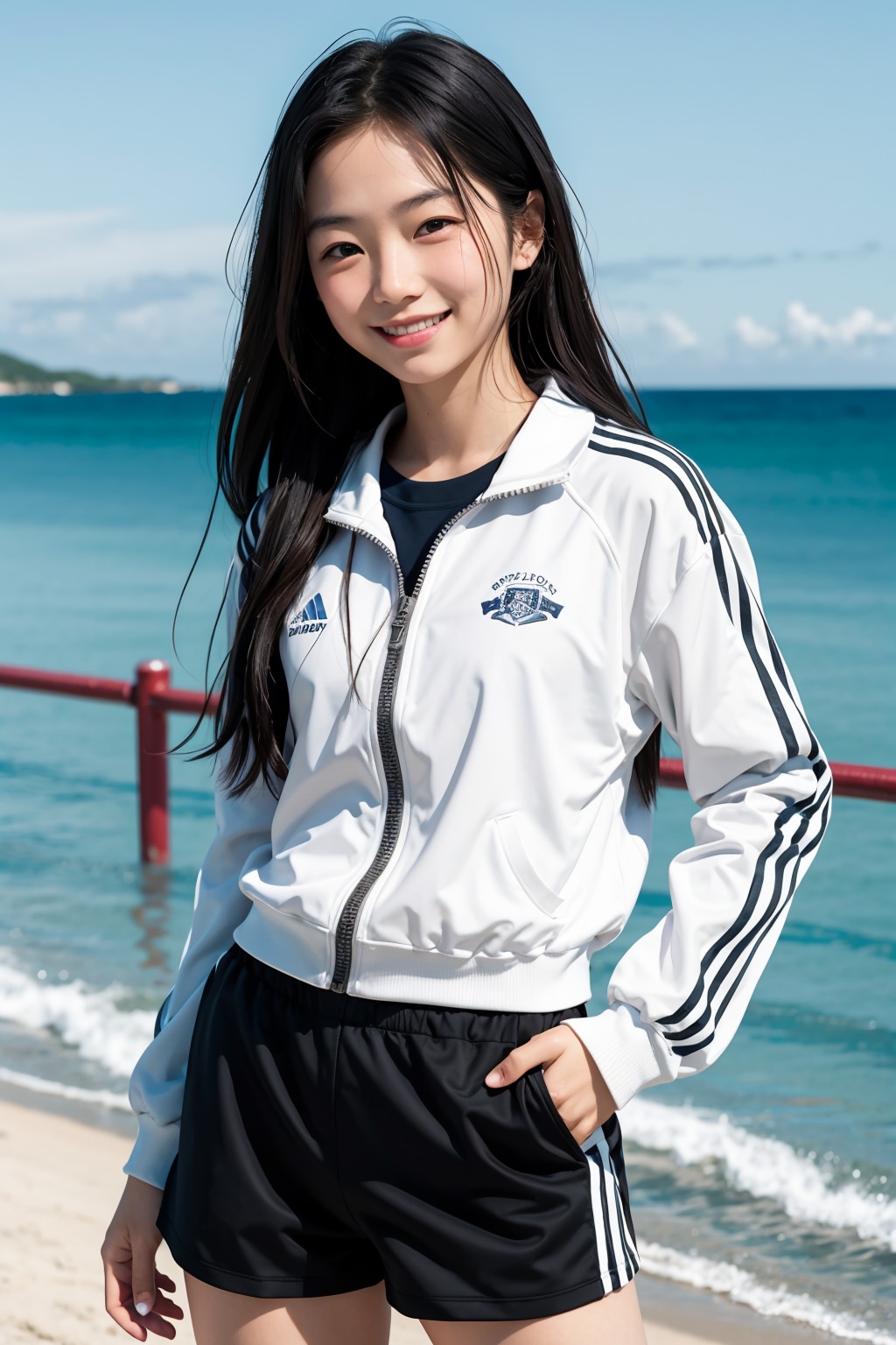 海辺のスポーツ少女