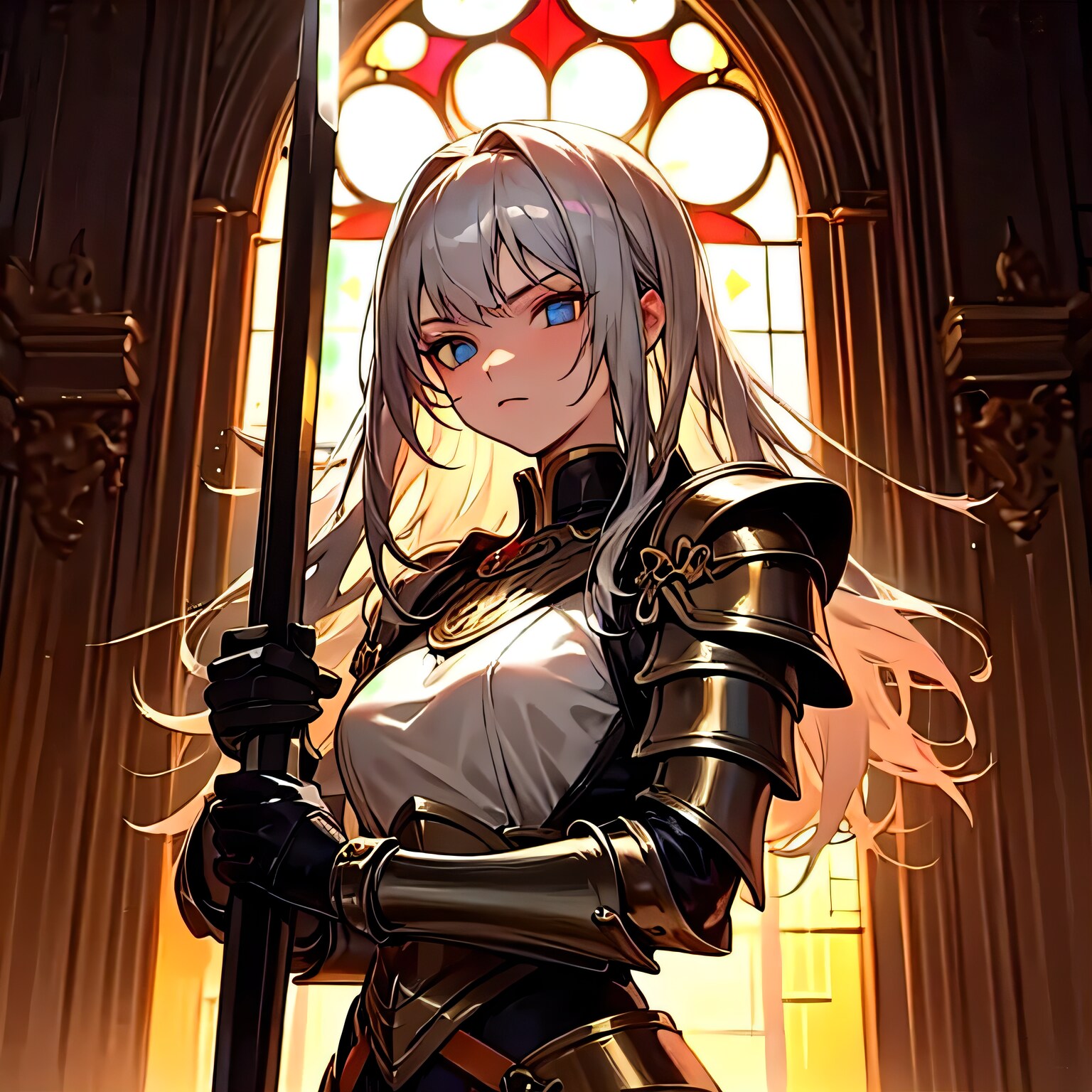 灰髪ロングの騎士 | の人気AIイラスト・グラビア