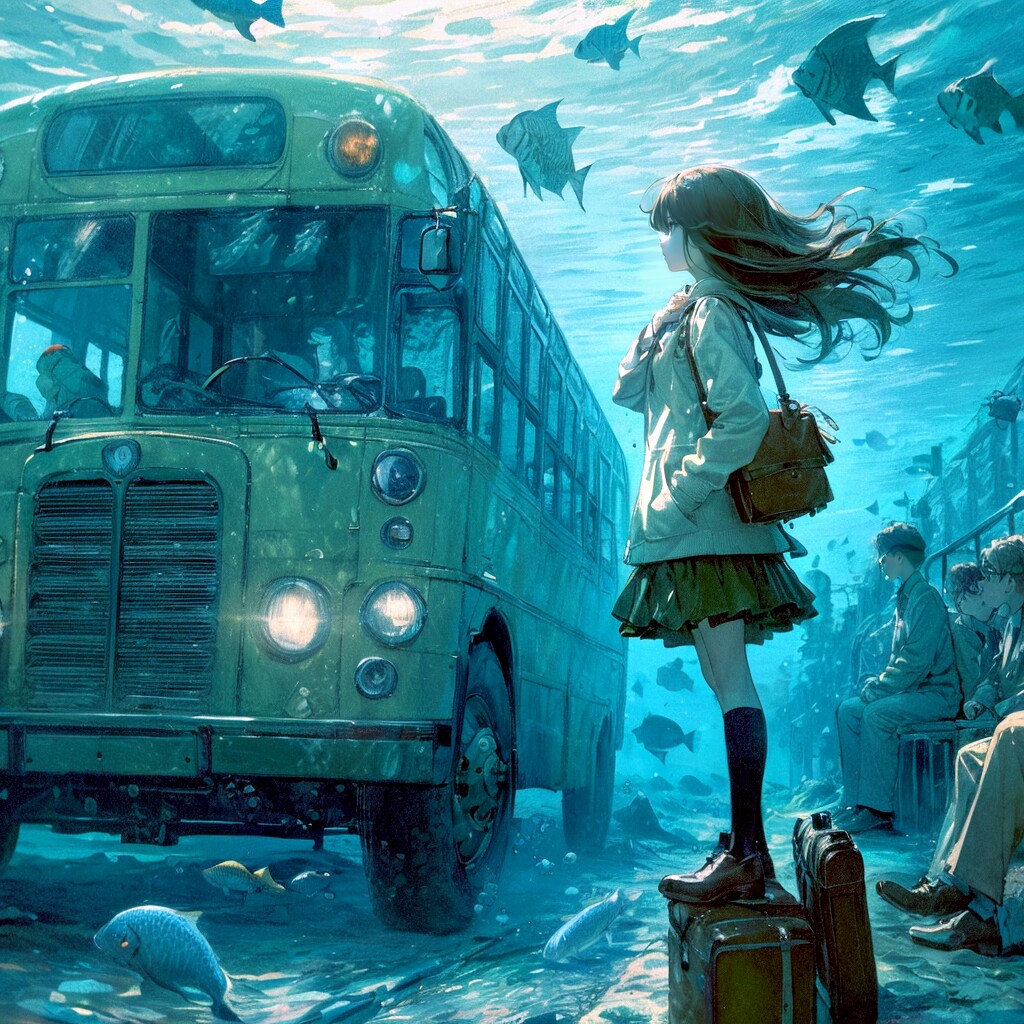 バスを待つ少女