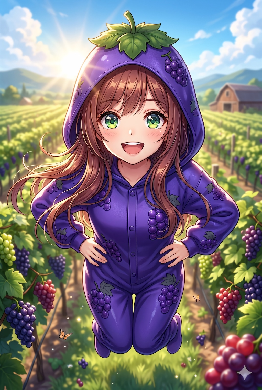葡萄のきぐるみを着た女の子（Seedream 5.0）（Seedream 5.0Lite）（ChatGPT）（GEMINI）（SDXL）