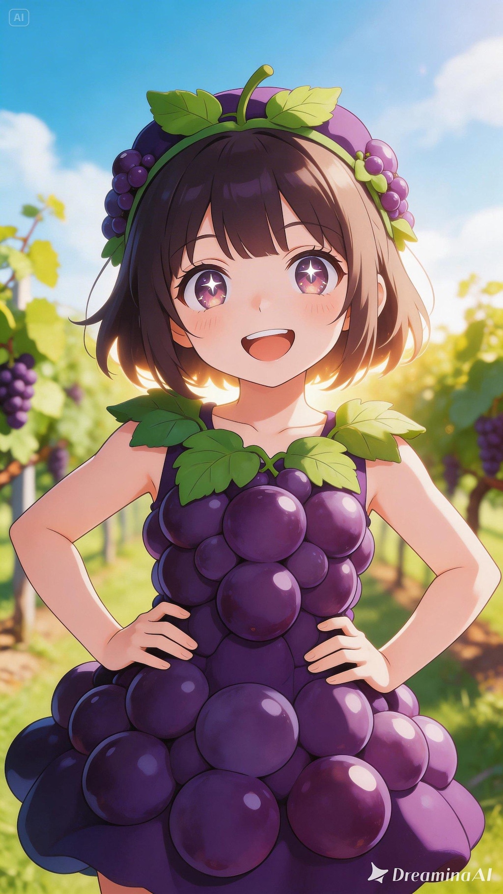 葡萄のきぐるみを着た女の子（Seedream 5.0）（Seedream 5.0Lite）（ChatGPT）（GEMINI）（SDXL）