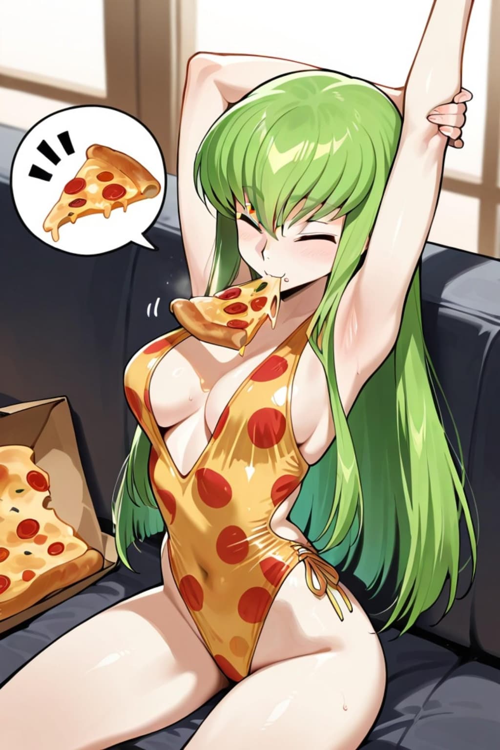 ピザを食べるC.C.