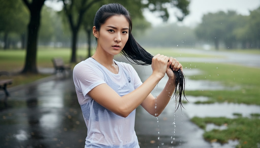 雨上がりの白T（張り付き）