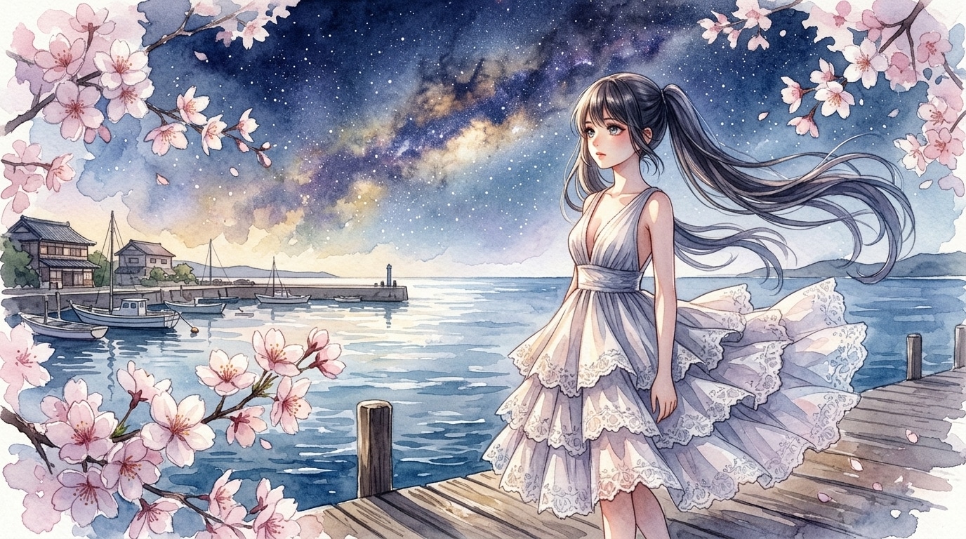 港夜桜 | の人気AIイラスト・グラビア